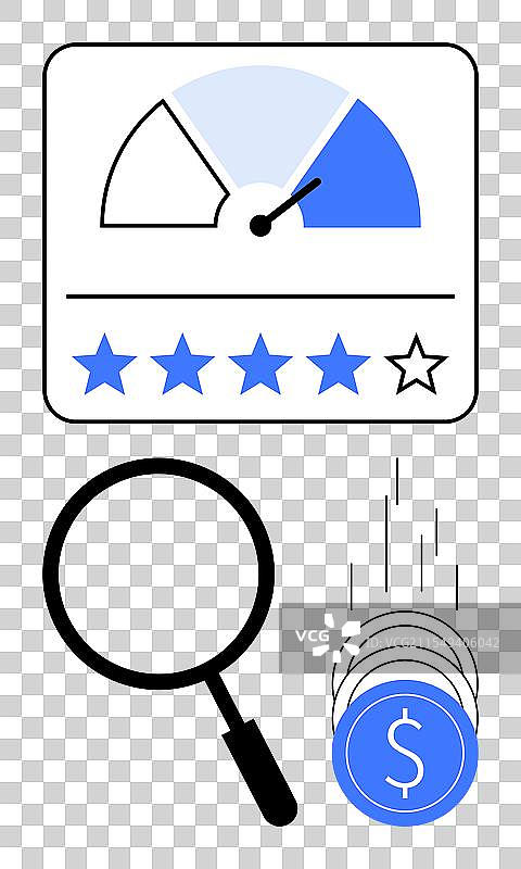 客户满意度评级与放大镜图片素材