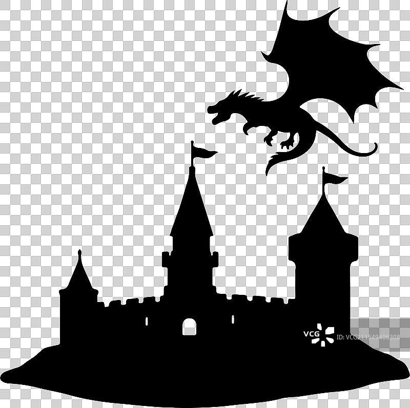 城堡与飞龙图片素材