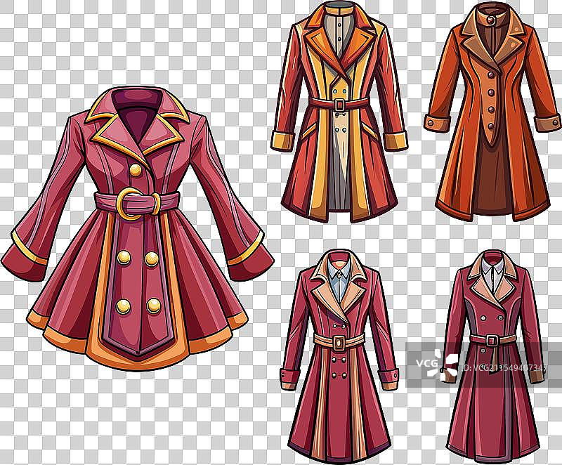 女孩外套裙子的彩色设计图图片素材