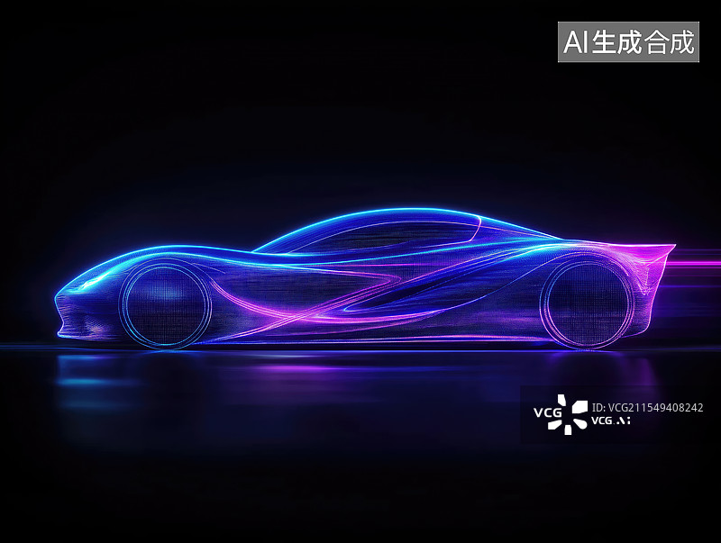 【AI数字艺术】发光流线型汽车图片素材