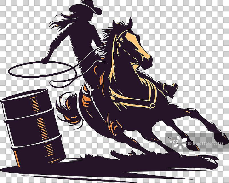 一位女牛仔在进行马桶赛骑马图片素材