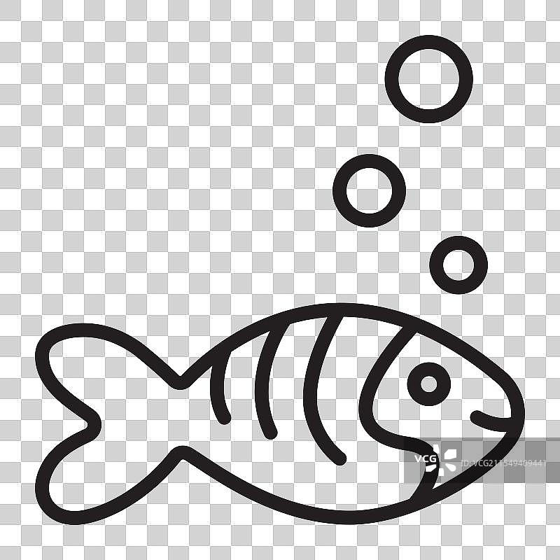 鱼和气泡线条图标图片素材