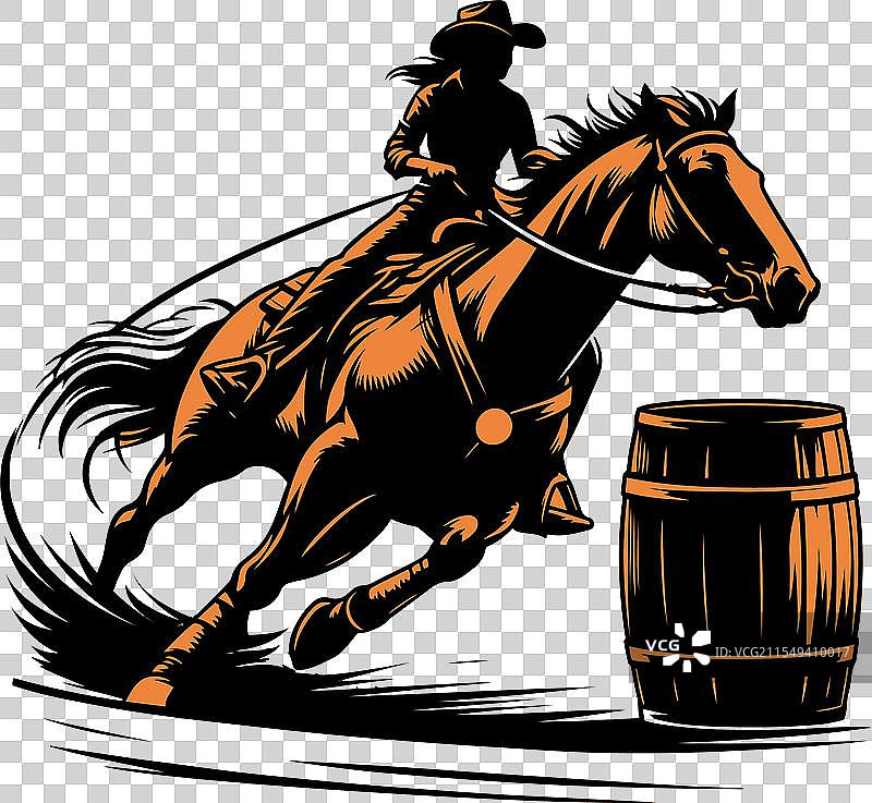 一位女牛仔在进行马桶赛骑马图片素材