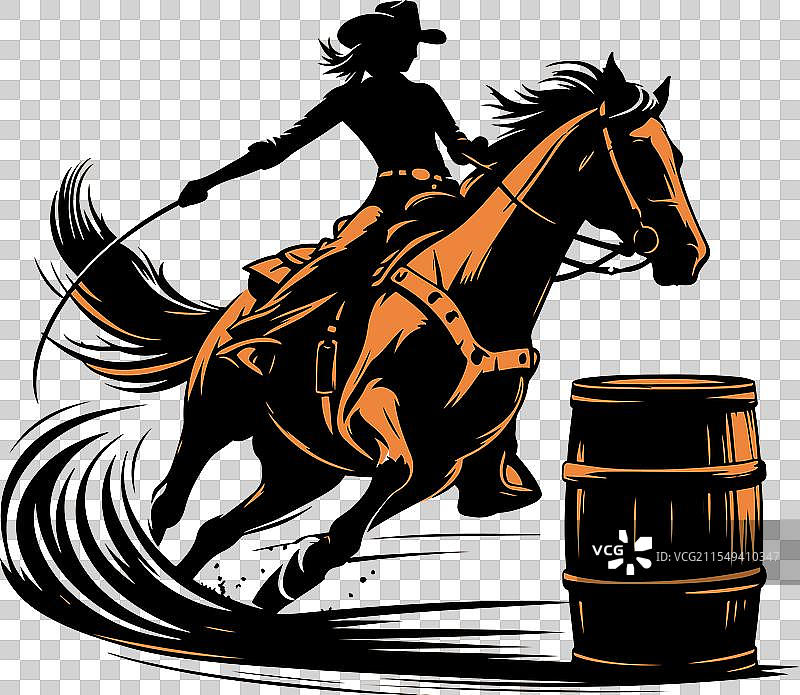 一位女牛仔在进行马桶赛骑马图片素材