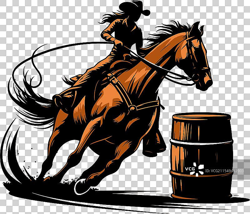 一位女牛仔在进行马桶赛骑马图片素材