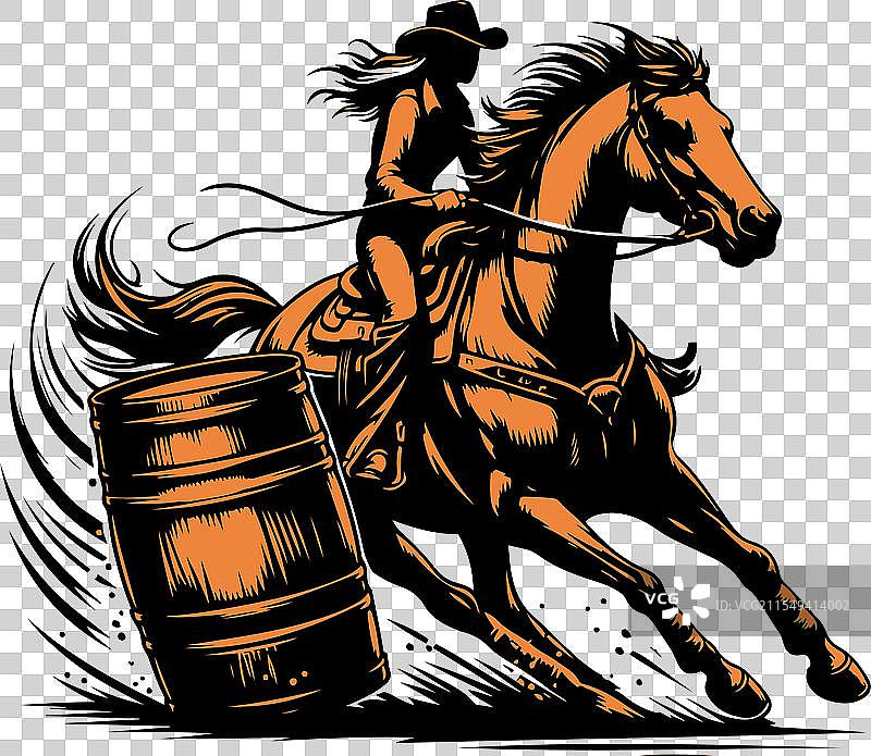 一位女牛仔在进行马桶赛骑马图片素材