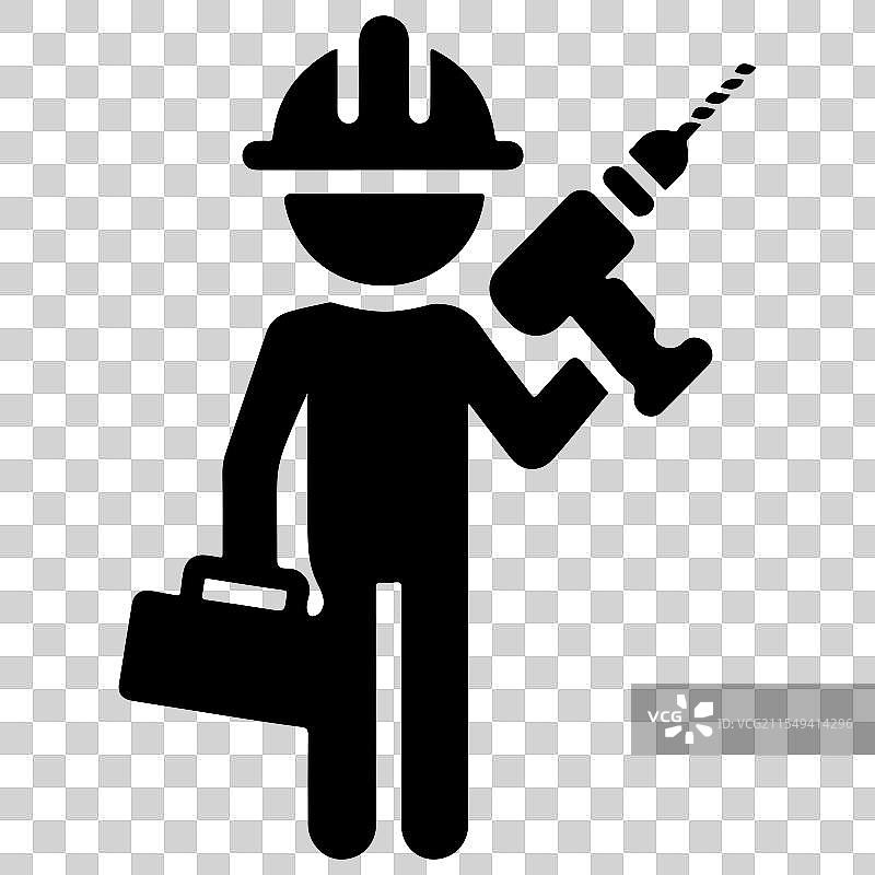 带钻头的建筑工人图标图片素材