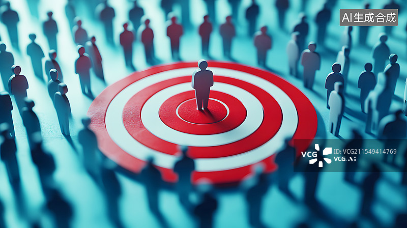 【AI数字艺术】AIGC：圆形靶心站着的人图片素材