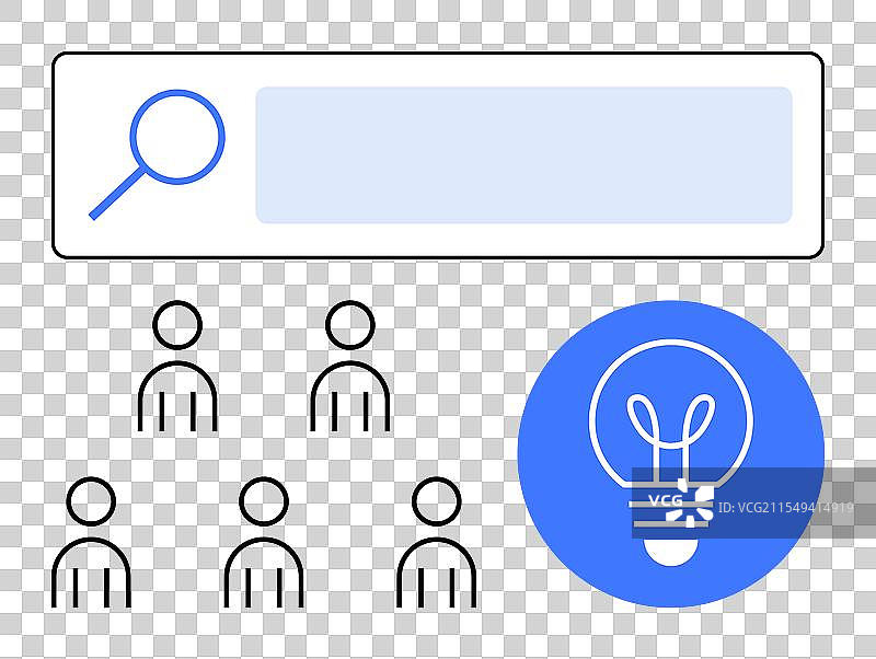 带放大镜的搜索栏与一群人图片素材