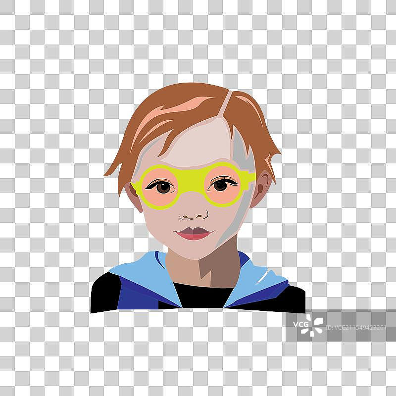 可爱的戴眼镜儿童面孔设计图片素材