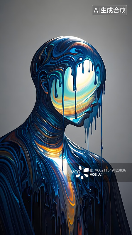 【AI数字艺术】油漆无脸人雕塑图片素材