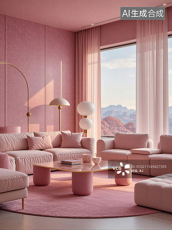 【AI数字艺术】粉色家居背景图片素材