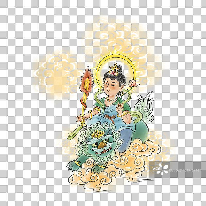 中国风传统神仙文殊菩萨人物元素图片素材