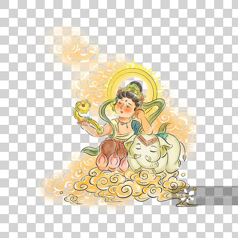 中国风传统神仙普贤菩萨人物元素图片素材