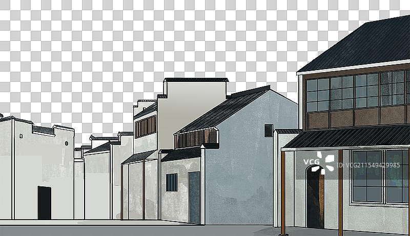 中国风新中式古风古典传统文化古代建筑世外桃源桃花源木质结构老房子房屋茅屋家园家乡资讯卡通插画图片素材