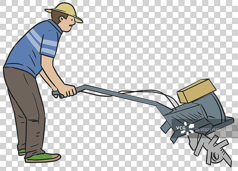 乡村乡下乡民农民农村农业乡村振兴机械化耕田耕地种植先进化生产土壤土地老人资讯机器插画图片素材