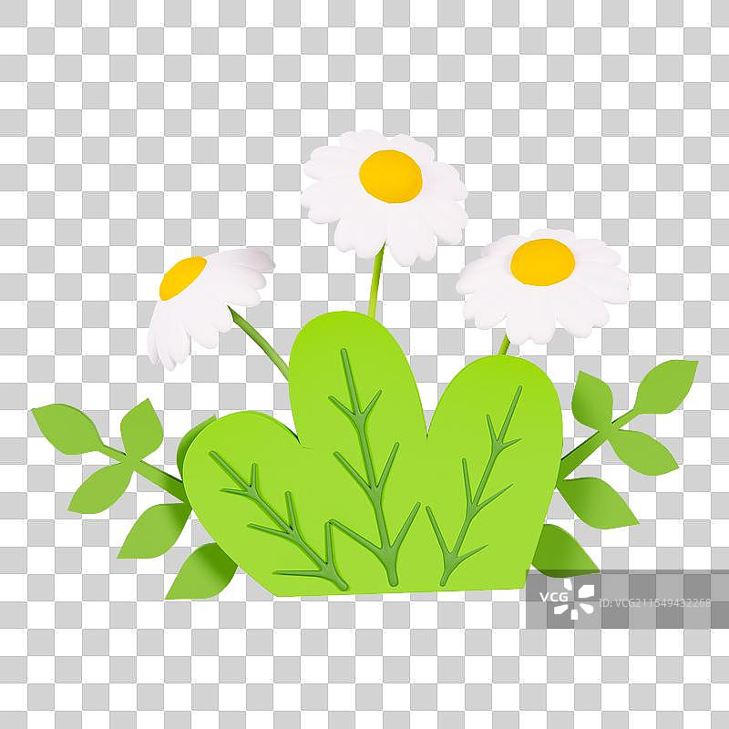 3D立体春天花丛元素春天元素绿色植物元素图片素材