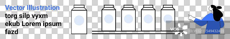 生产线上的牛奶瓶和工作人员图片素材