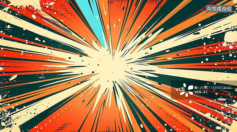 【AI数字艺术】漫画速度线效果框波普艺术彩色复古背景图片素材