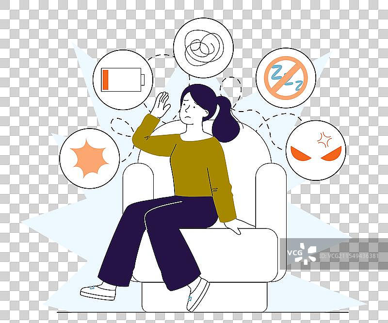 年轻女孩表现出焦虑症状，处于恐慌状态的女性图片素材