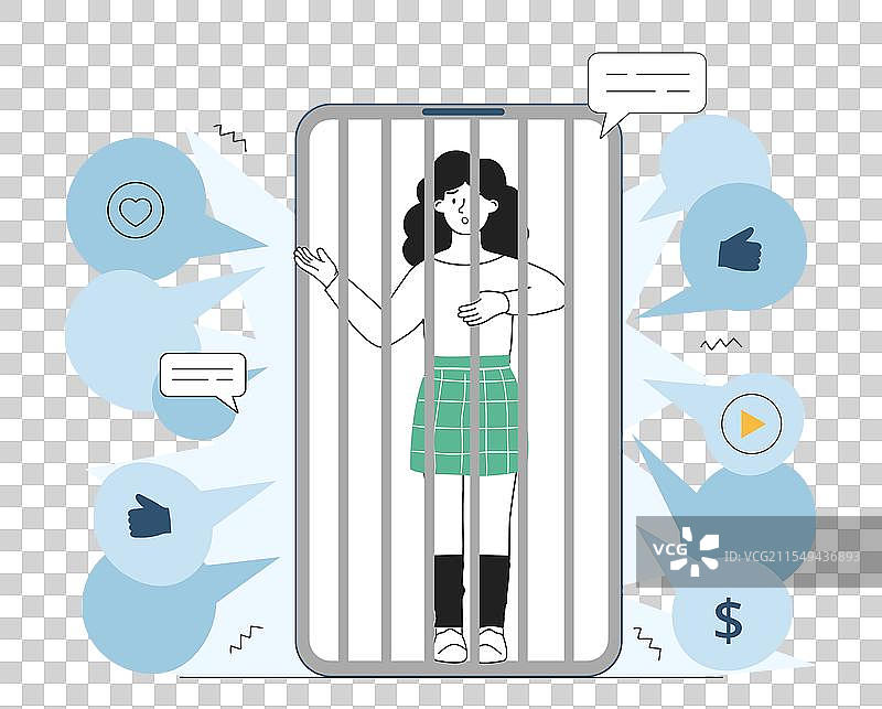 智能手机屏幕上的小工具女性人质图片素材