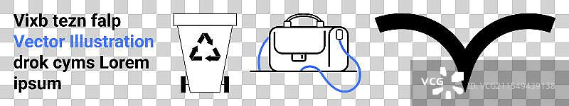 回收站信使包加上黑色V形符号图片素材