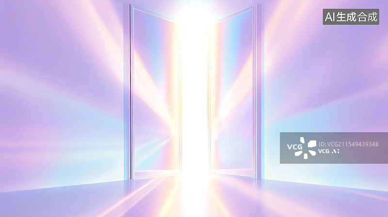 【AI数字艺术】镭射炫彩渐变开门背景图片素材