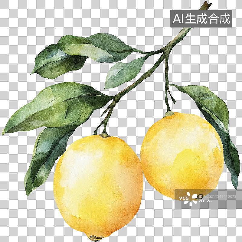 【AI数字艺术】水彩黄色柠檬图片素材
