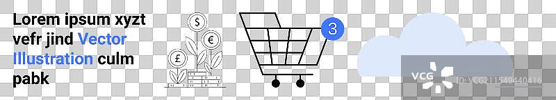 在线购物与购物车的财务增长图片素材