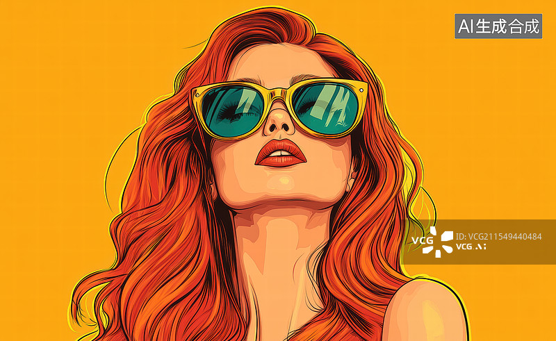 【AI数字艺术】红发女郎夏日时尚写真图片素材