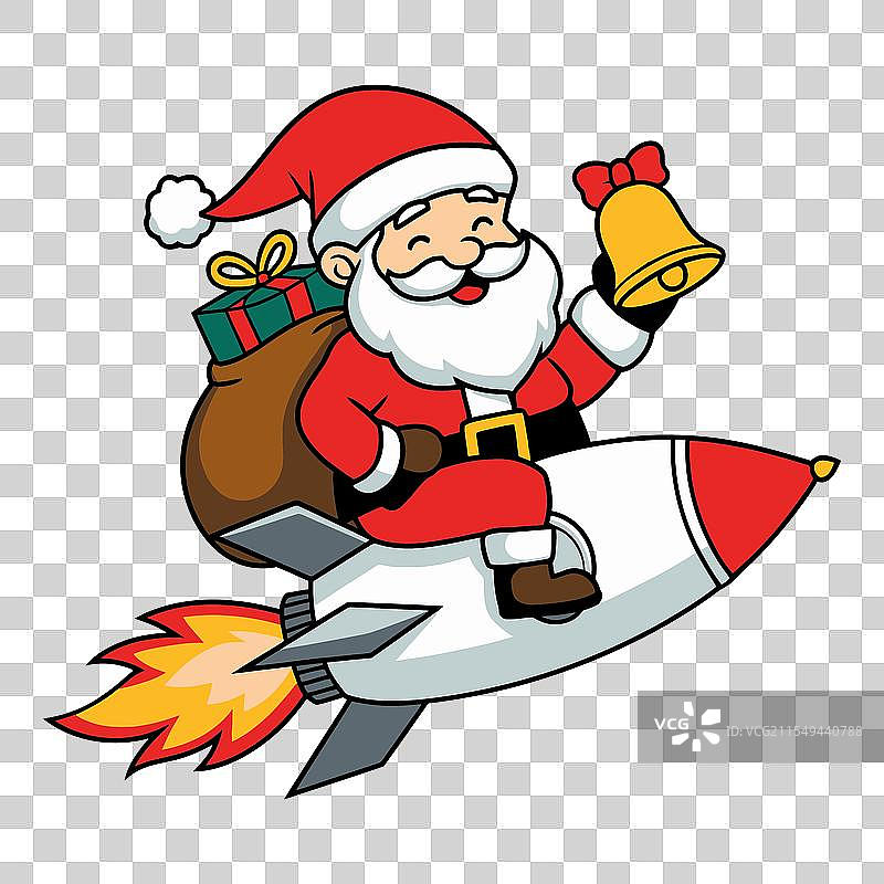 圣诞老人骑着火箭图片素材