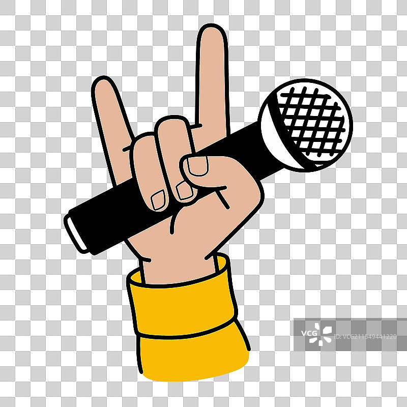 摇滚手势与麦克风图片素材