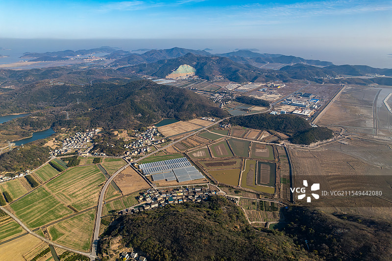 六横岛海岛无公害农田全景图片素材