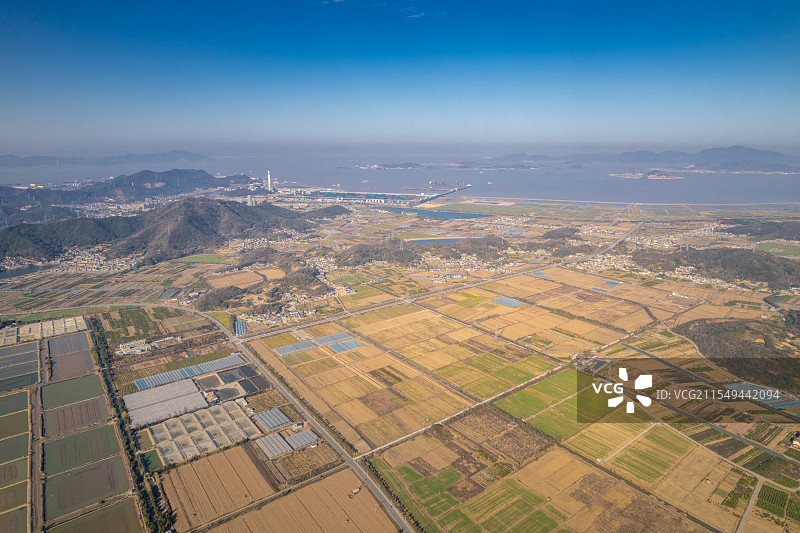 六横岛海岛无公害农田全景图片素材