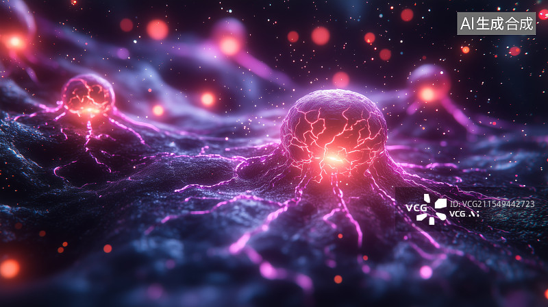 【AI数字艺术】病毒细胞的特写图片素材