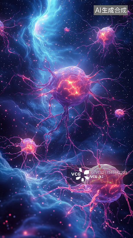 【AI数字艺术】病毒细胞的特写图片素材