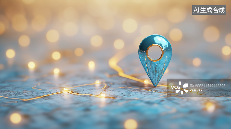 【AI数字艺术】3D粘土黄色地标地块地图位置背景图片素材