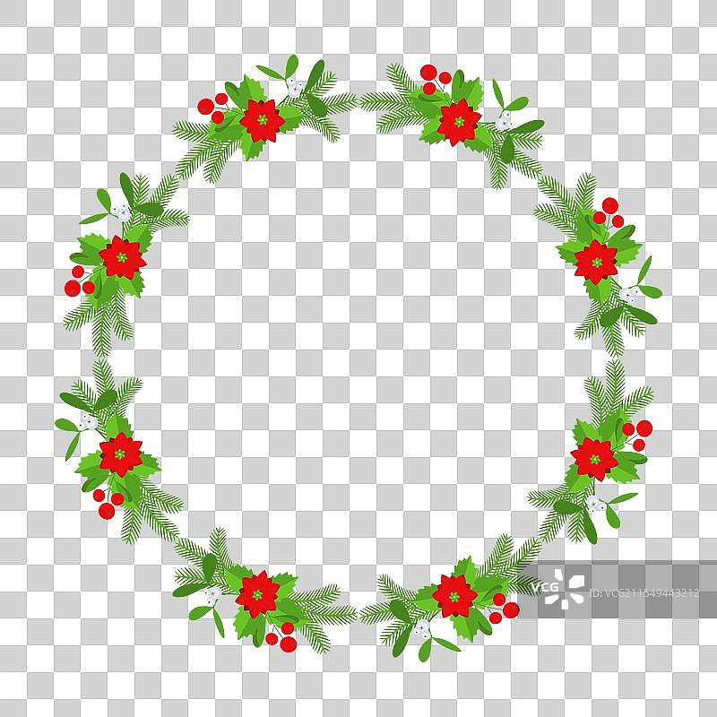 圣诞圆形花卉花环框架冬季图片素材