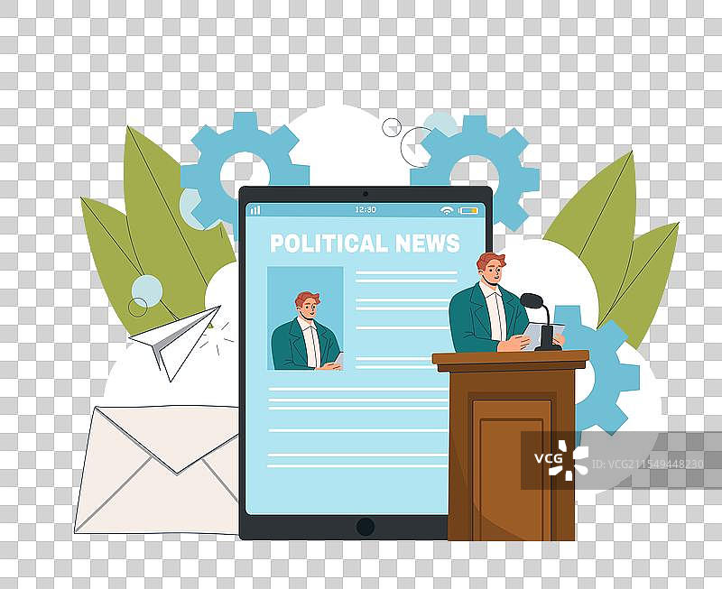 政治新闻概念，男子站在讲台旁图片素材