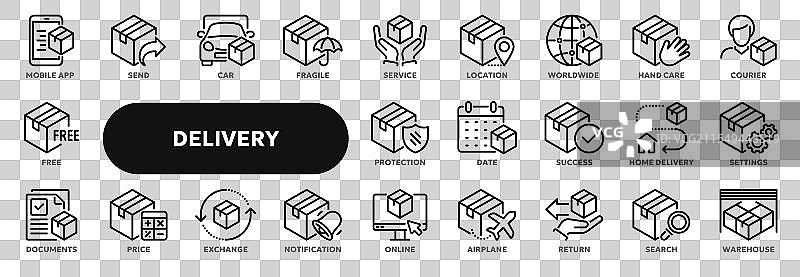 运输服务和物流的线条图标图片素材