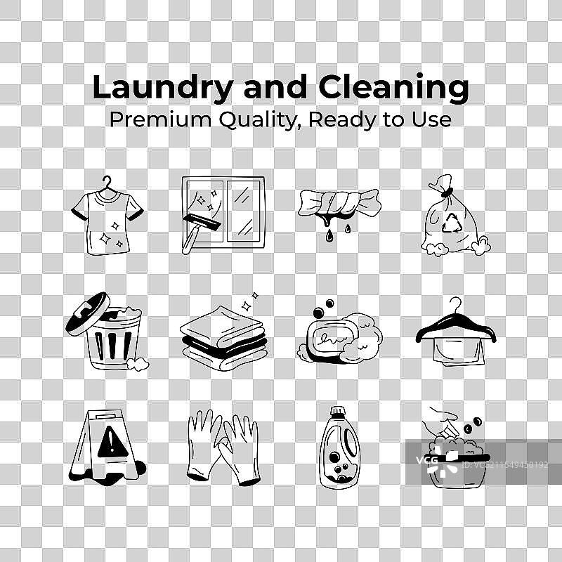 洗衣和清洁图标集合图片素材