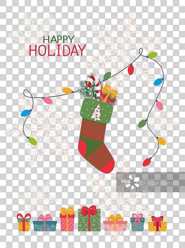 可爱的圣诞袜和礼物贺卡图片素材