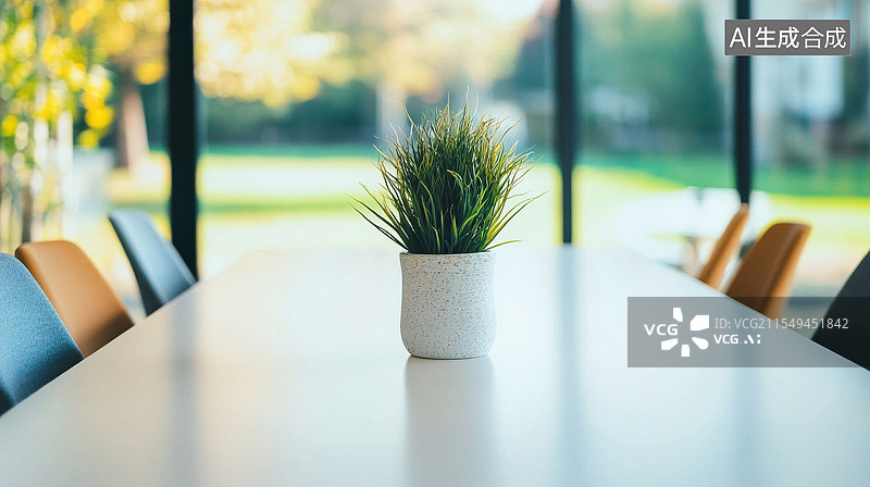 【AI数字艺术】写字楼办公室会议桌素材图片素材