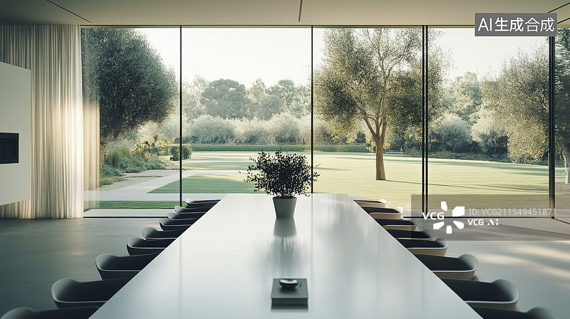 【AI数字艺术】写字楼办公室会议桌素材图片素材