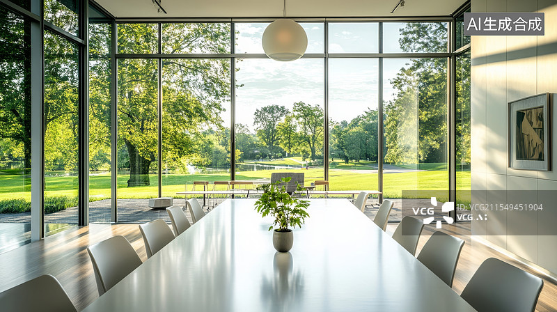 【AI数字艺术】写字楼办公室会议桌素材图片素材