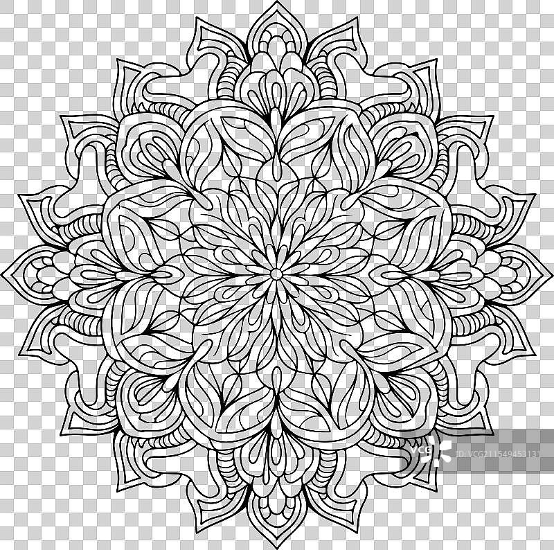 复杂的蕾丝曼陀罗用于正念冥想图片素材