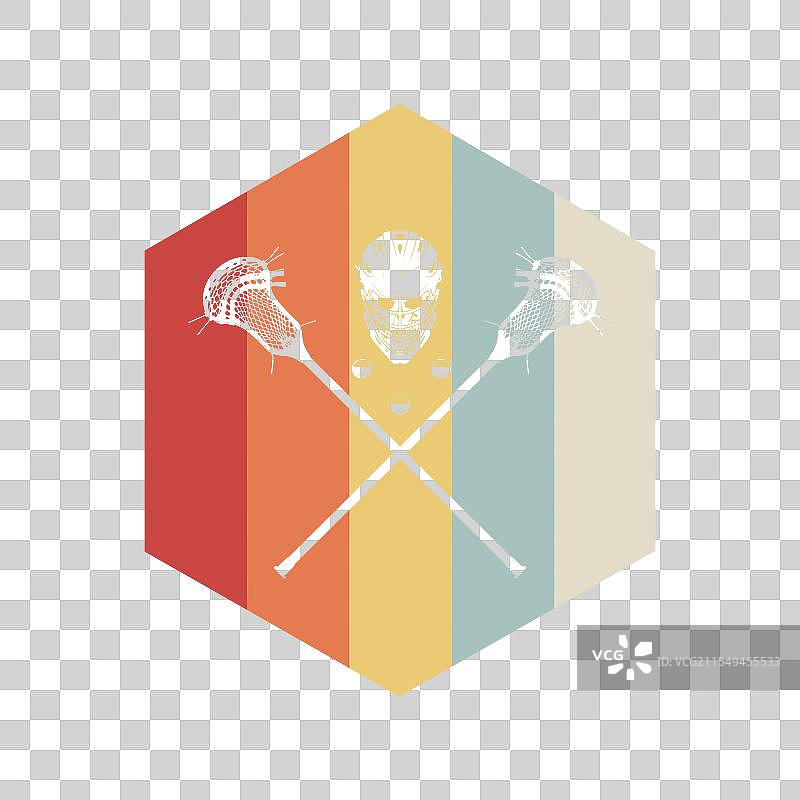 复古的曲棍球礼物：曲棍球头盔和球杆图片素材