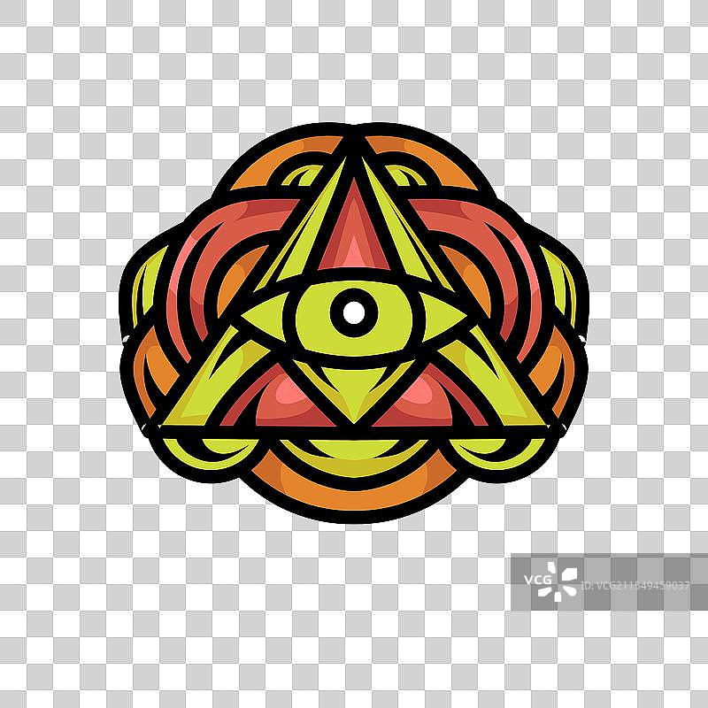 手绘金字塔眼睛设计图片素材