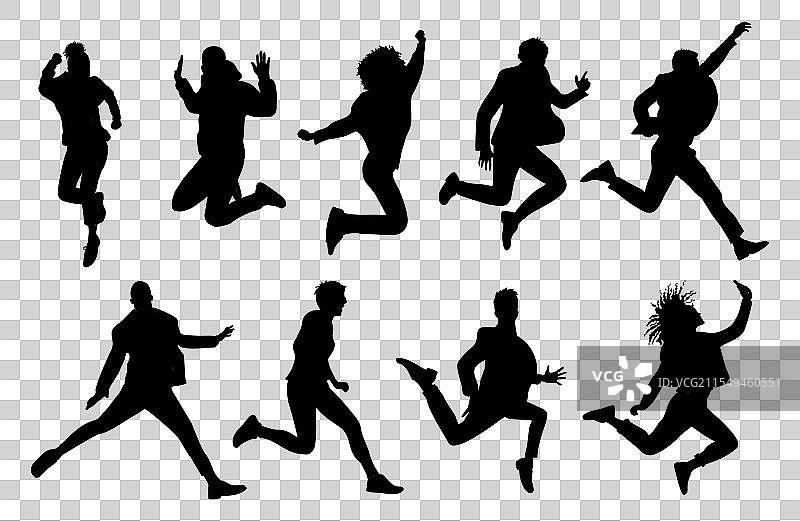 一组不同的商务人士跳跃图标图片素材