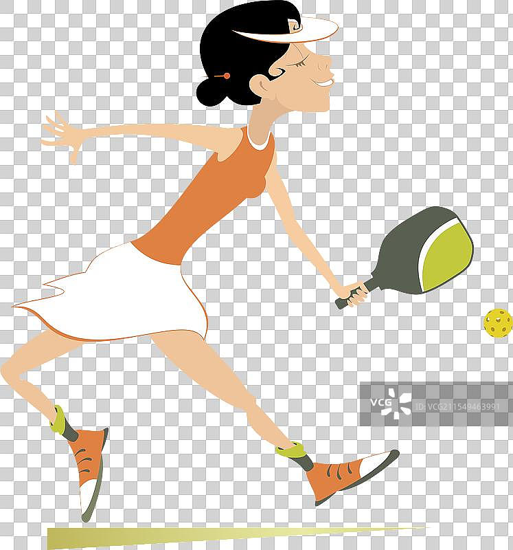 微笑的年轻女性在打皮克球图片素材